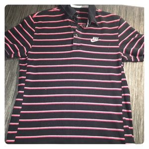 Men's NIKE Polo - Black/Red Stripes- Lightweight
